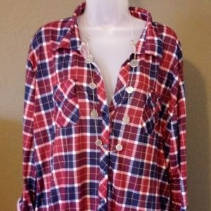 White Mark Women's Plus Size Plaid Tunic Top 3X